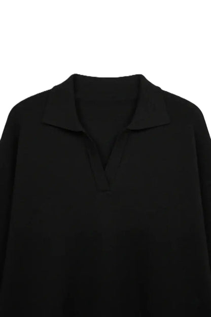 Polyamide Blend Solid Pullover – Black