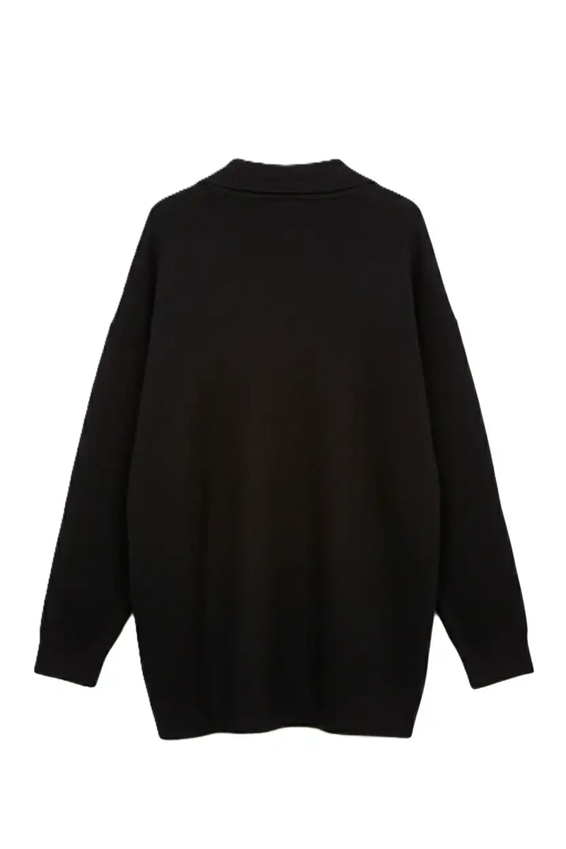 Polyamide Blend Solid Pullover – Black