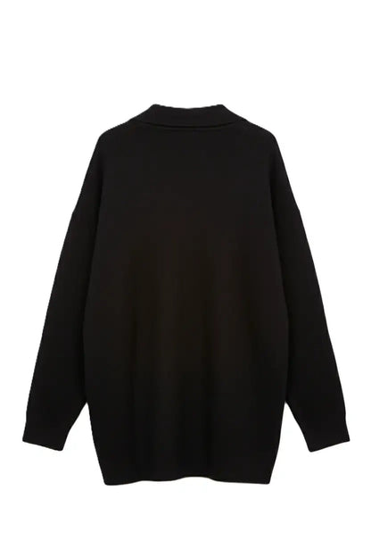 Polyamide Blend Solid Pullover – Black