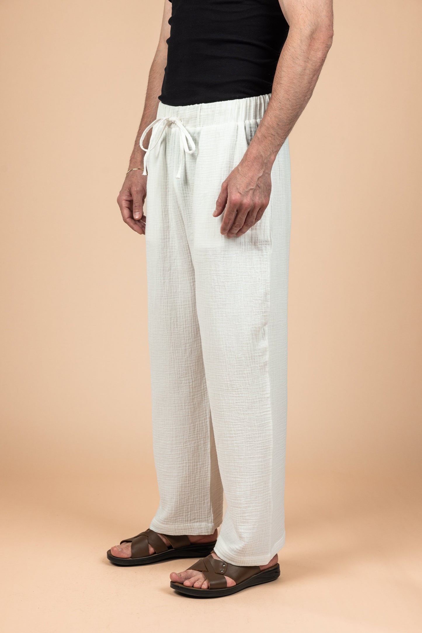 Wide Leg Baby Cotton Pants - White