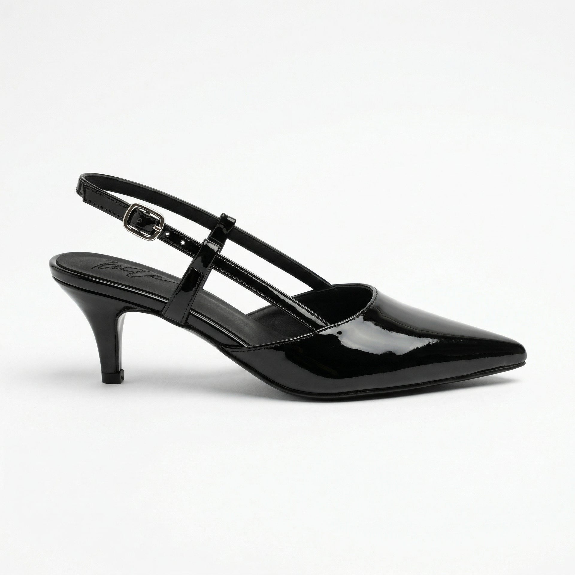 CLASICA BLACK SLING-BACK KITTEN HEELS