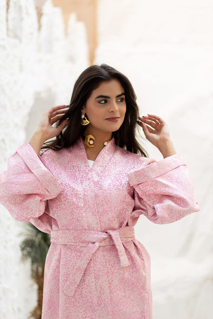 Brocade Floral Kimono – Pink