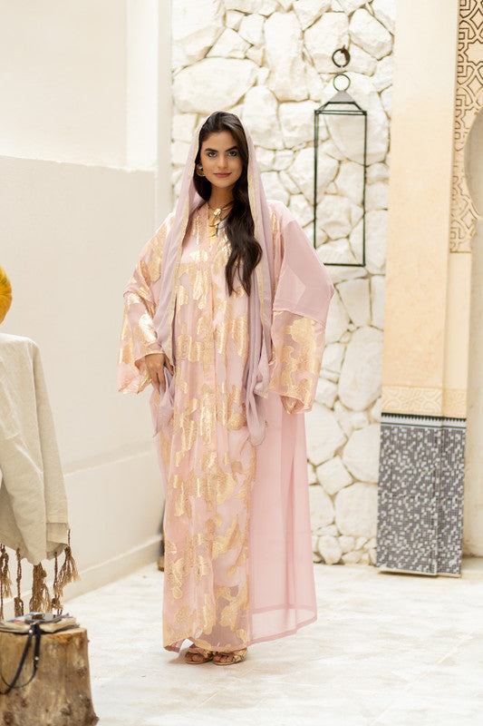 Indian Chiffon Embroidered Kimono – Nude