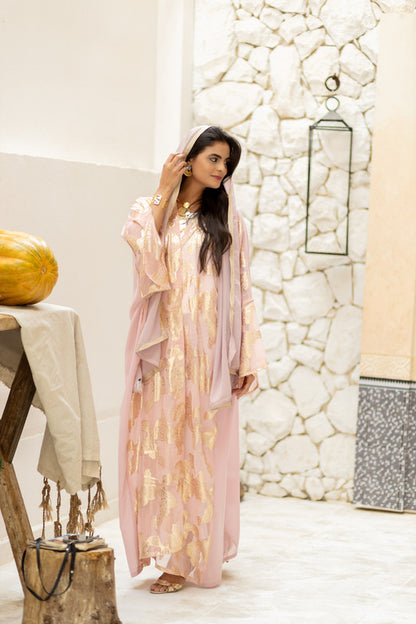 Indian Chiffon Embroidered Kimono – Nude