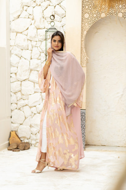 Indian Chiffon Embroidered Kimono – Nude