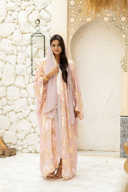 Indian Chiffon Embroidered Kimono – Nude