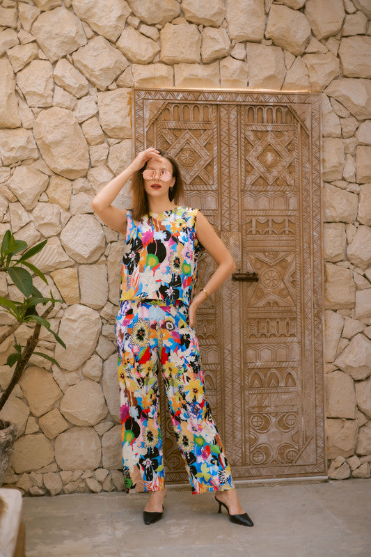 Soft Crepe Abstract Floral Set – Multicolor