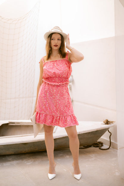 Linen Floral Set – Dark Pink