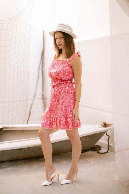 Linen Floral Set – Dark Pink