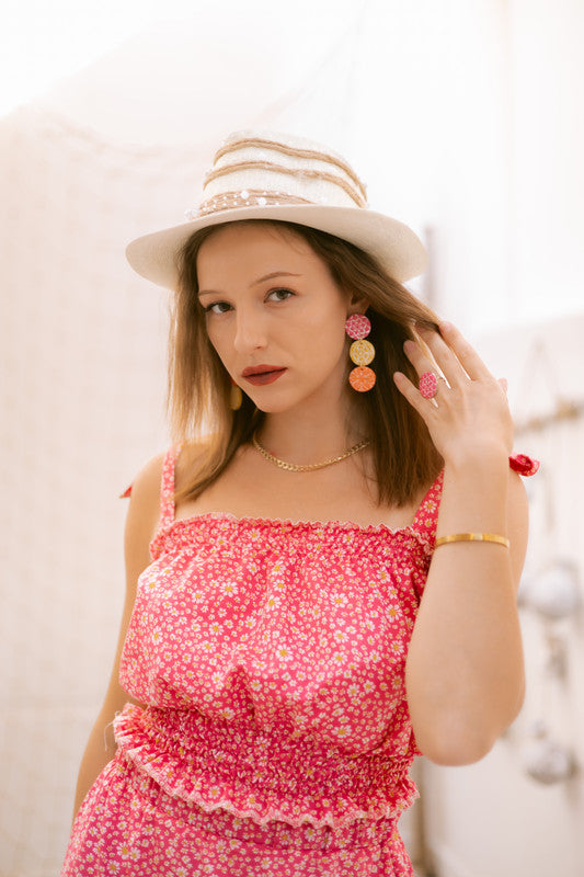 Linen Floral Set – Dark Pink