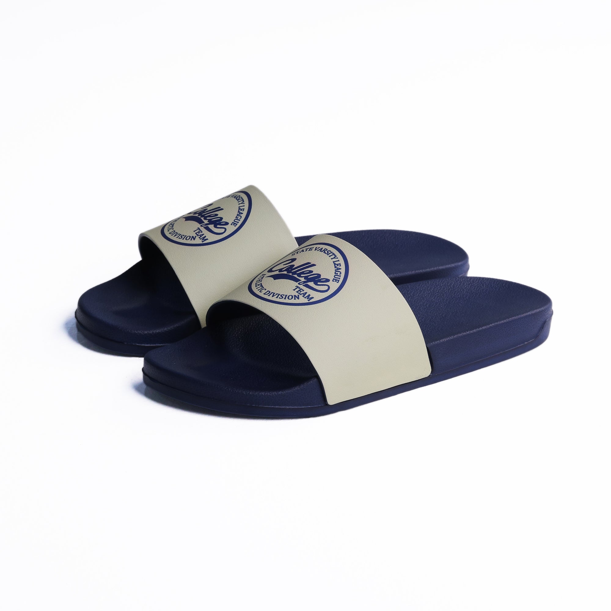 EVA Textured COLLEGE Men Slippers - Navy & Off White