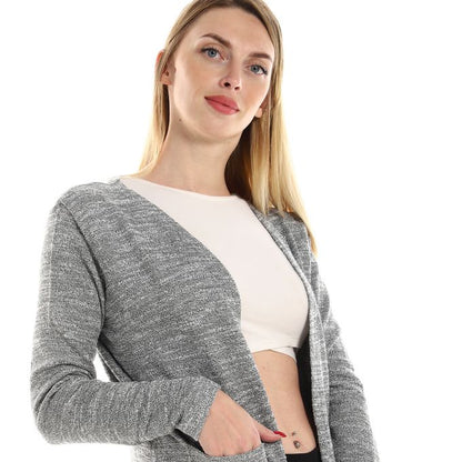 Heather  Knitted Pattern Cardigan With Side Pockets