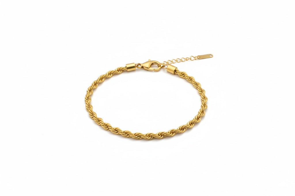 Stainless Steel Braided Rope Chain Bracelet – Gold