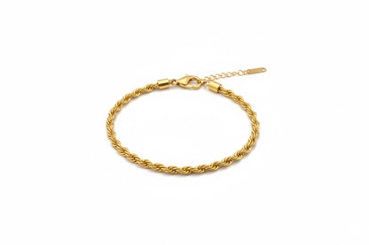 Stainless Steel Braided Rope Chain Bracelet – Gold