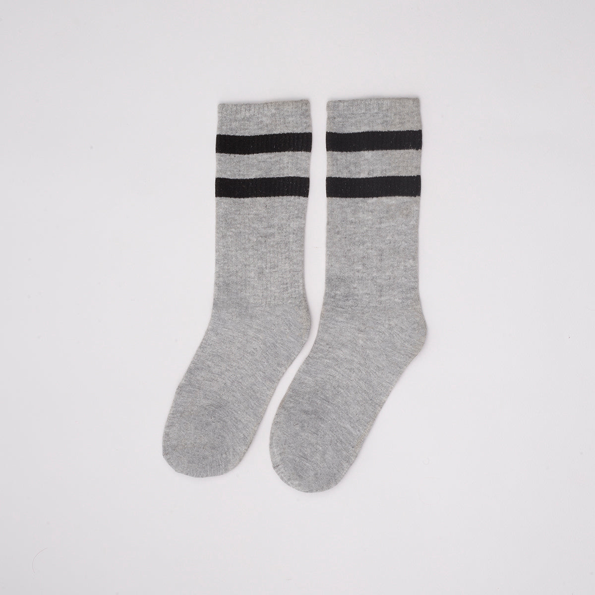 Cotton Basic Striped Crew Socks – Grey