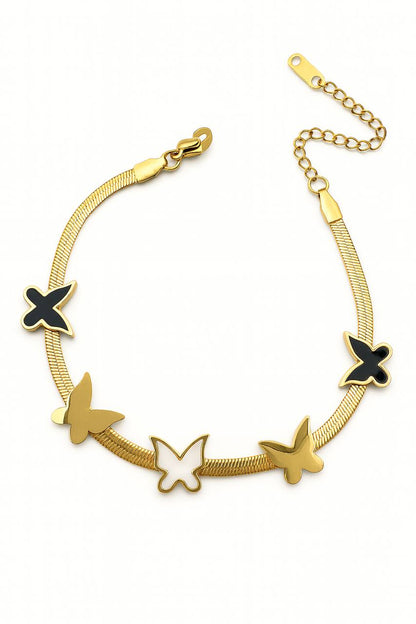 Stainless Steel Butterfly Charm Bracelet – Gold