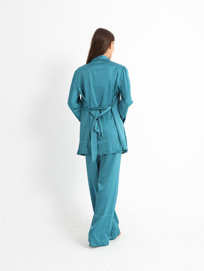 Royal Satin Pajama Set - Green