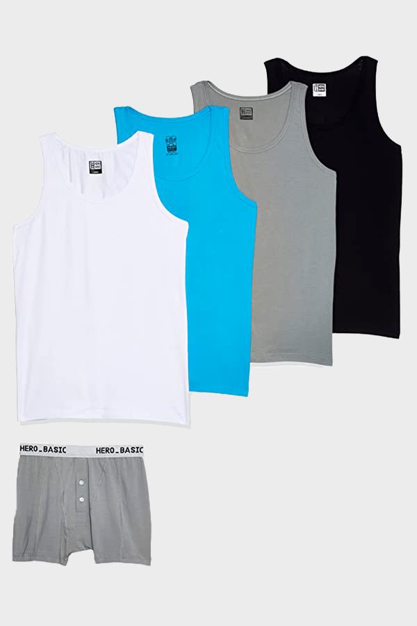 Bundle Pack Of 4 Tank Top With Free Boxer