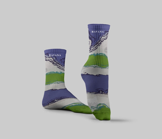 Cotton Abstract Crew Socks - Multicolor