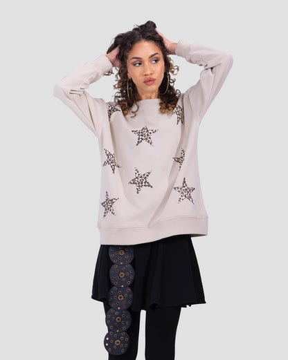 Leopard Stars sweater In Beige