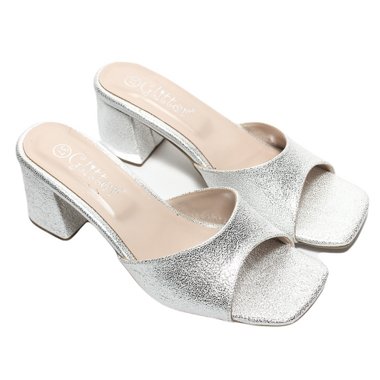 Glitter Women Summer Slippers - Silver