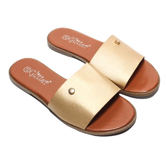 Glitter Women Summer Slippers - Gold