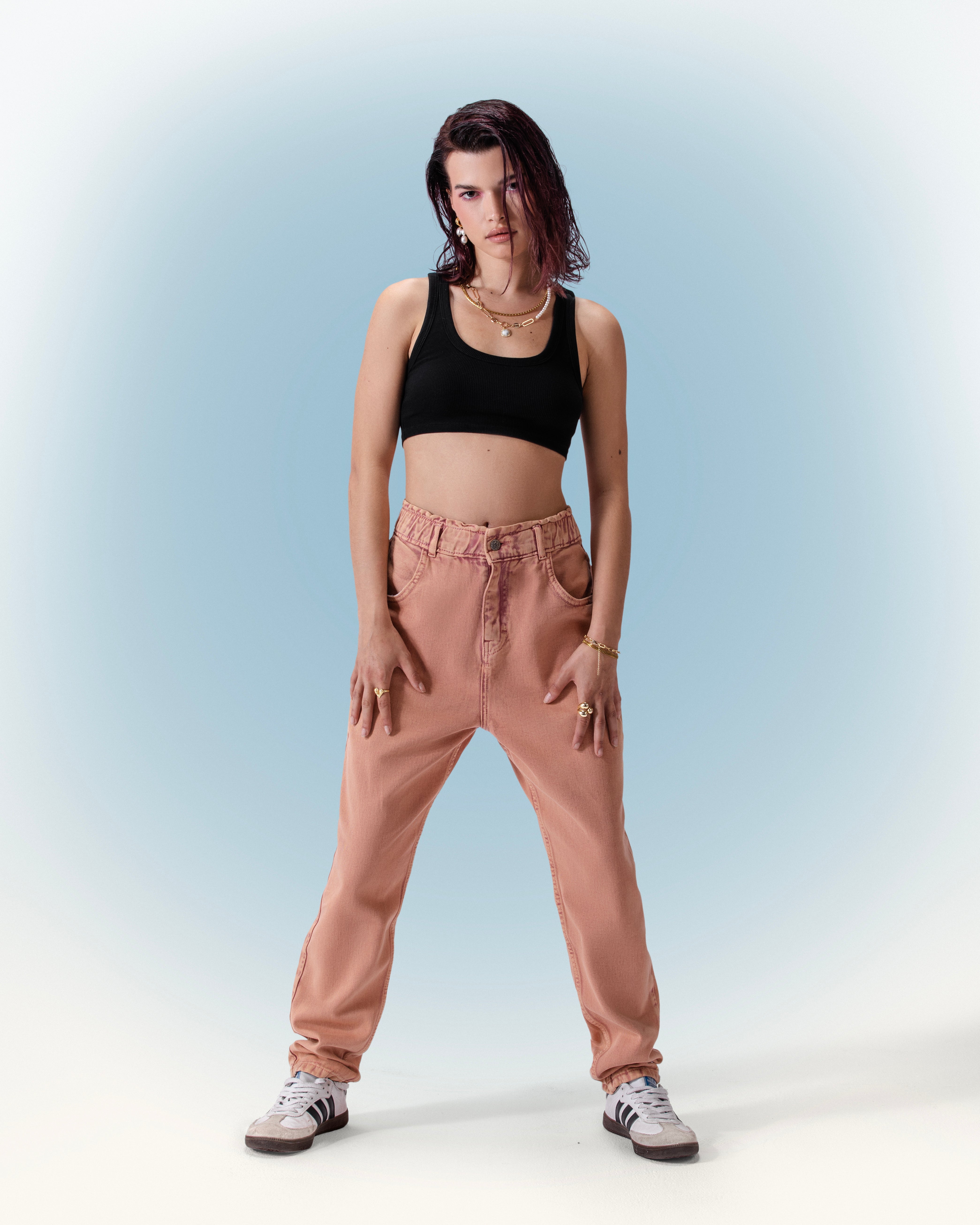 Denim Over Dye Pants - Dark Orange