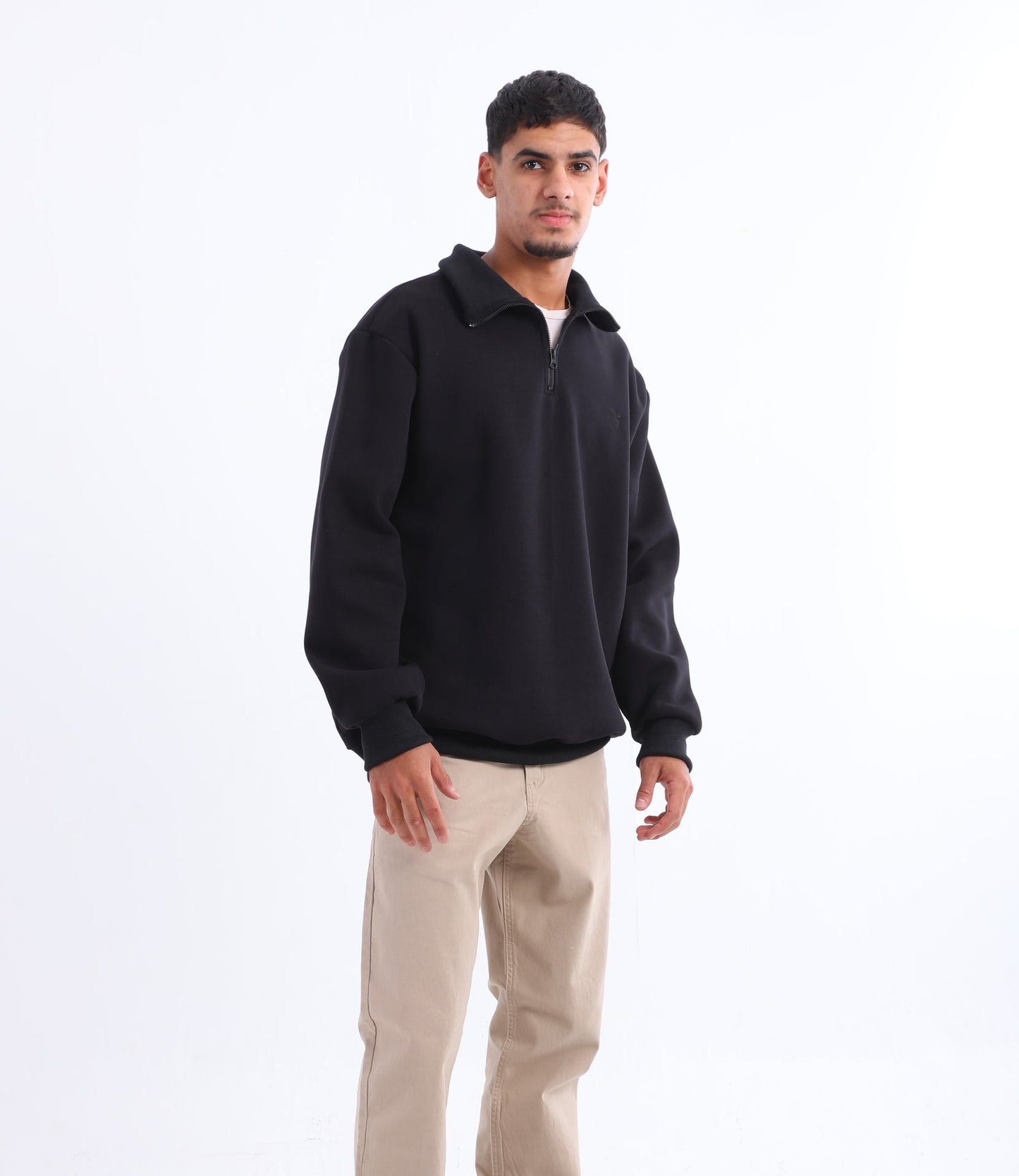 Cotton Blend Quarter Zip Sweatshirt