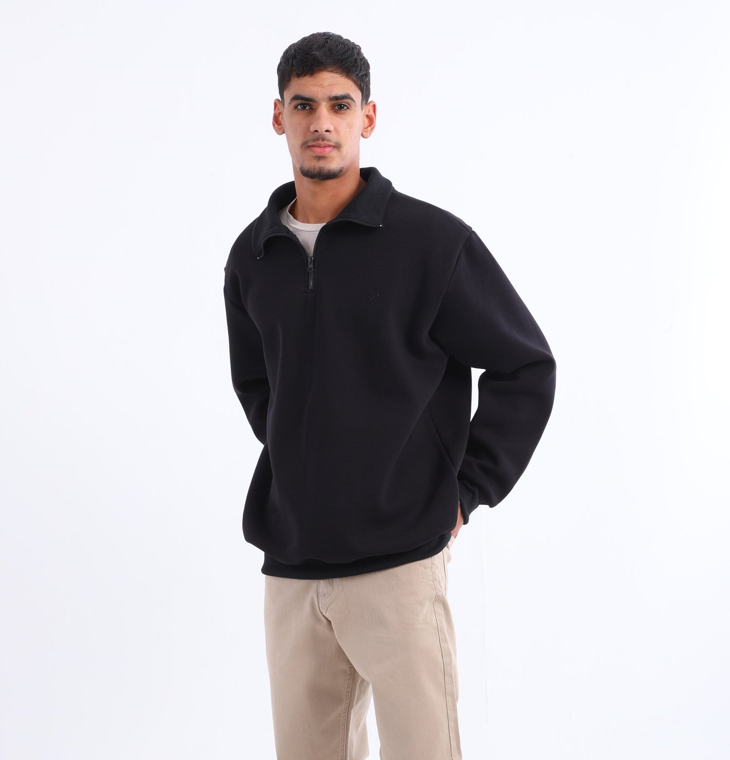 Cotton Blend Quarter Zip Sweatshirt