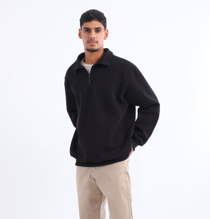 Cotton Blend Quarter Zip Sweatshirt
