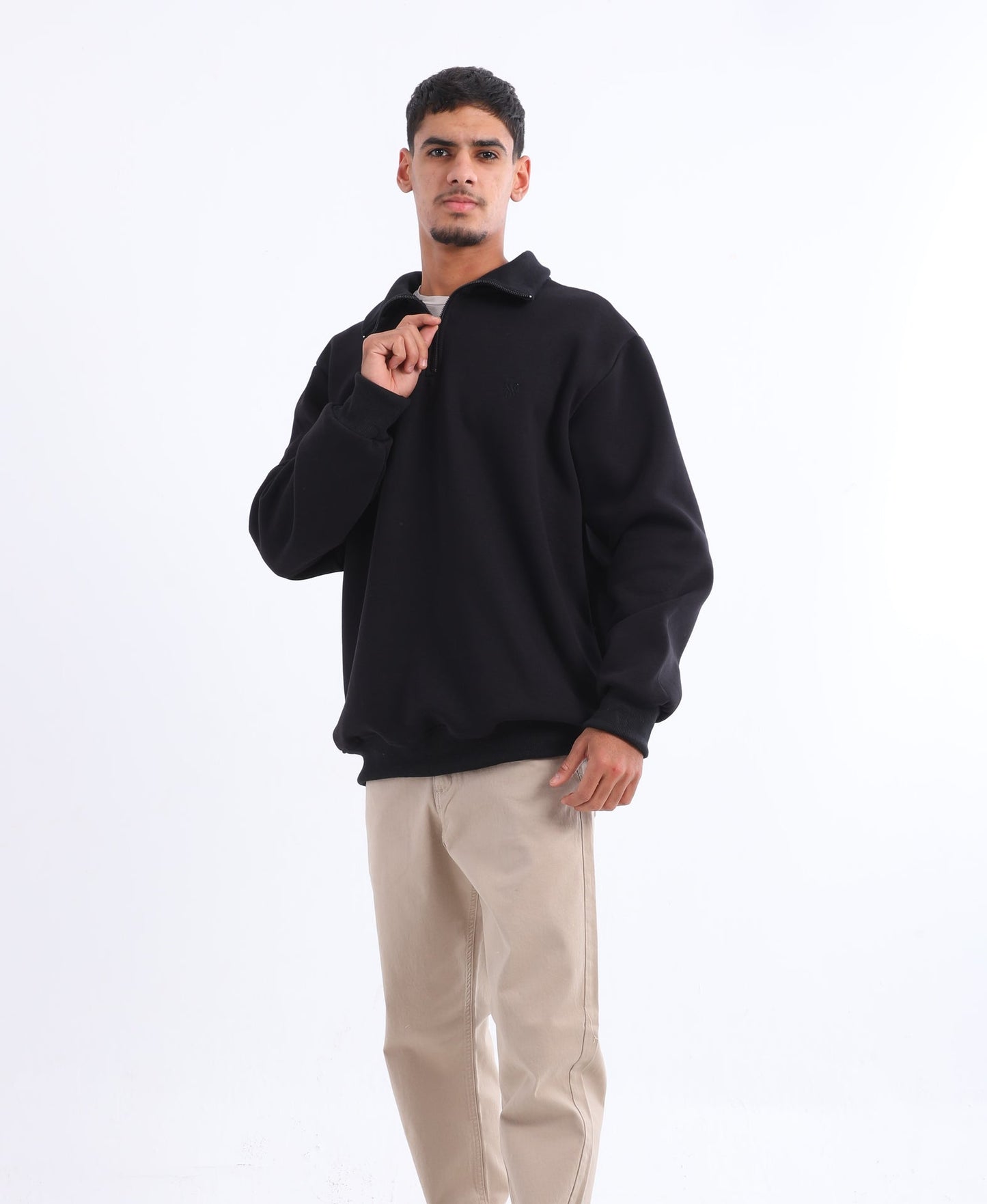 Cotton Blend Quarter Zip Sweatshirt