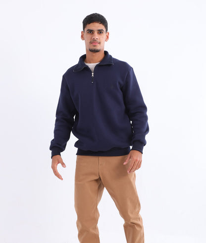 Cotton Blend Quarter Zip Sweatshirt