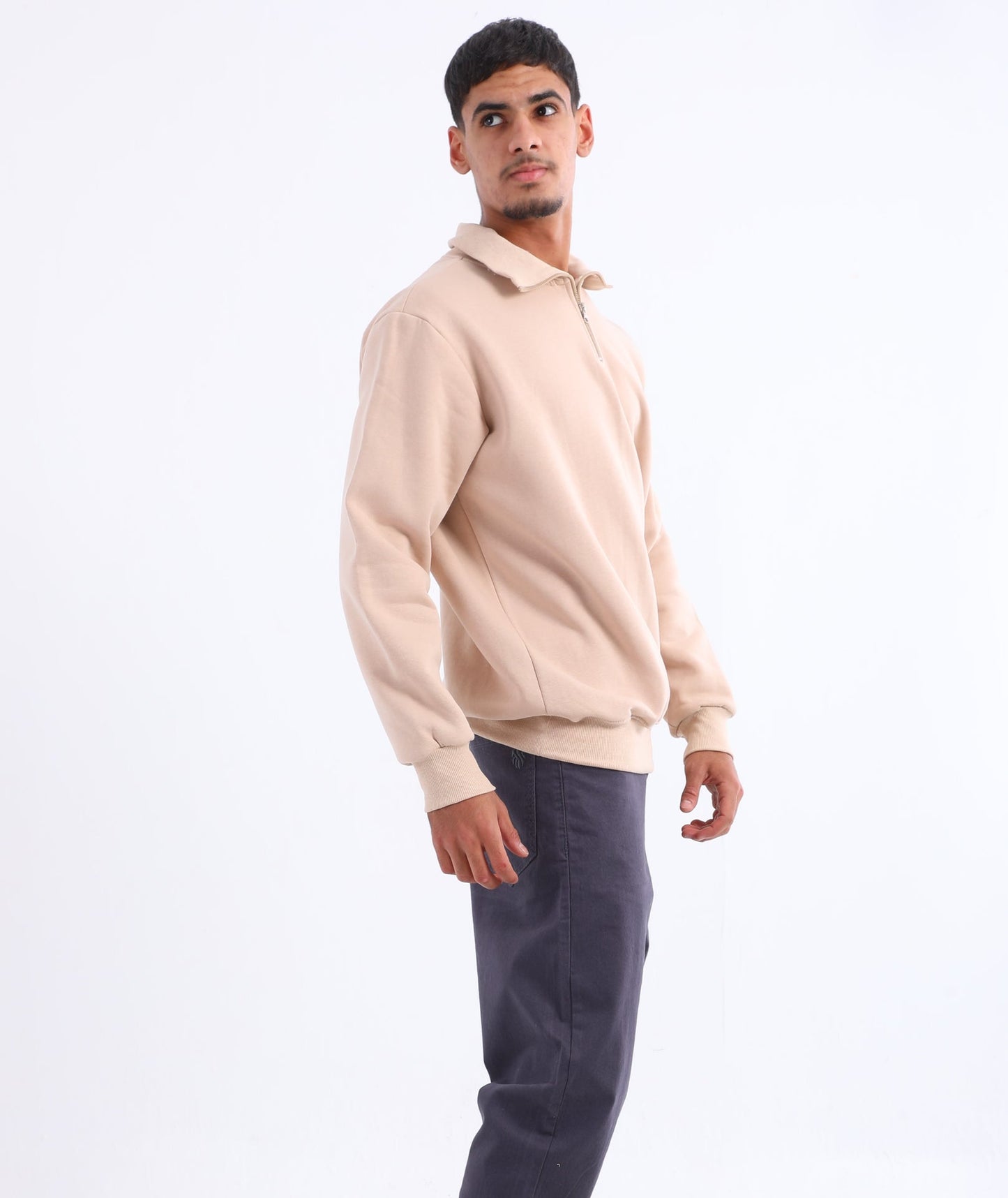 Cotton Blend Quarter Zip Sweatshirt