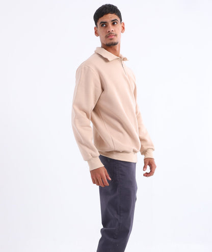Cotton Blend Quarter Zip Sweatshirt