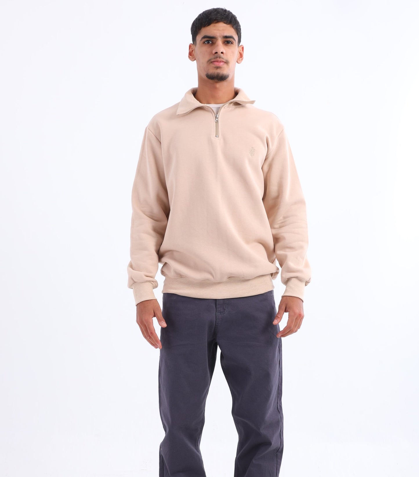Cotton Blend Quarter Zip Sweatshirt