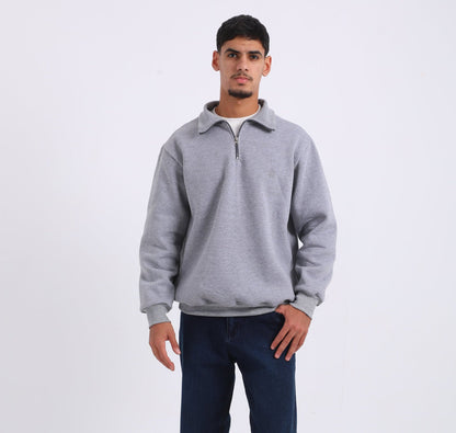 Cotton Blend Quarter Zip Sweatshirt