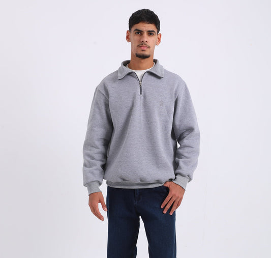Cotton Blend Quarter Zip Sweatshirt
