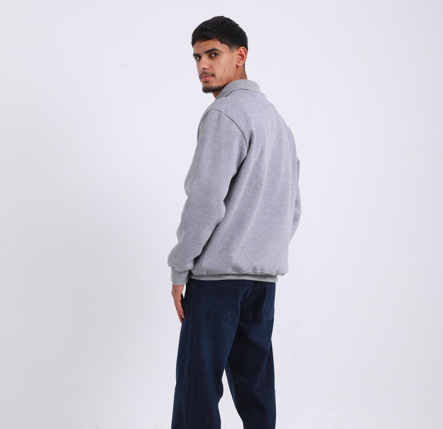 Cotton Blend Quarter Zip Sweatshirt