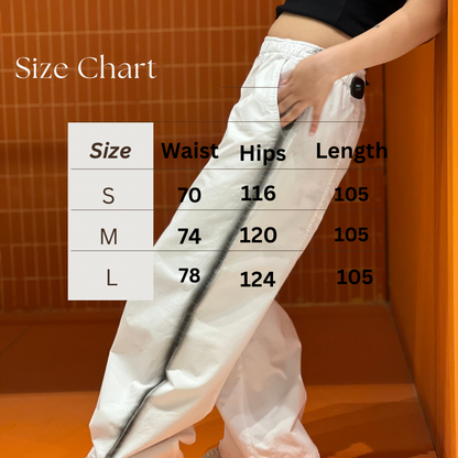 Parachute Pants In White "Black Lines"