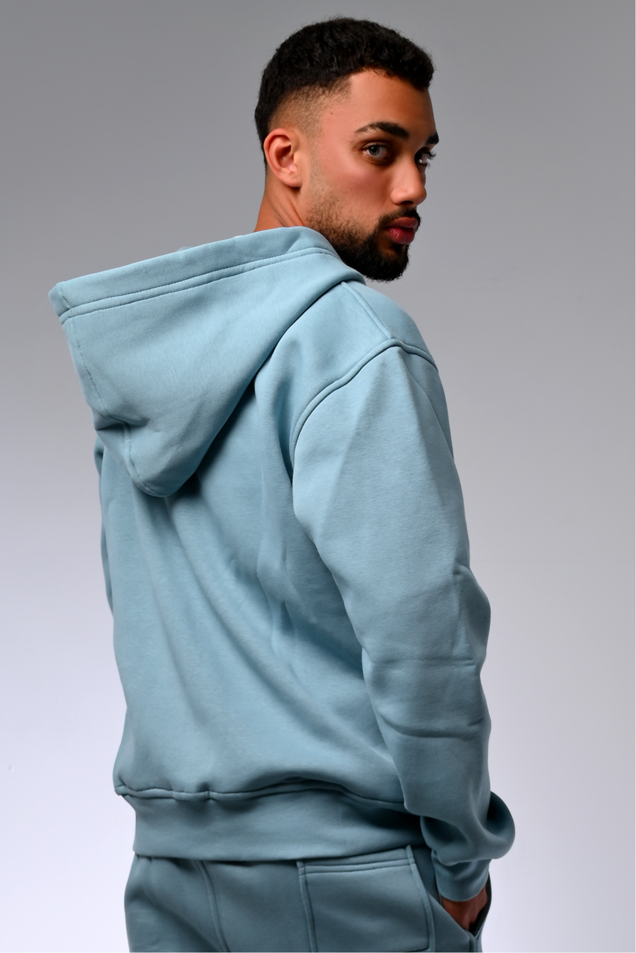 Light Blue Melton Hoodie