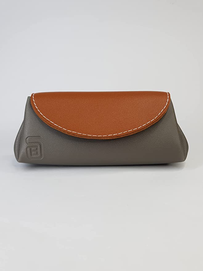 Dual-Tone Clutch Wallet - Grey & Havana