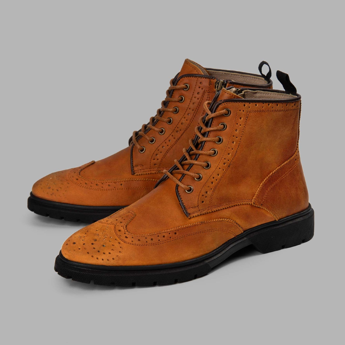 Suede Brogue Genuine Leather Half Boots