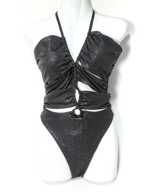Shimmer Cutout Monokini – Black - GSW00741BLK