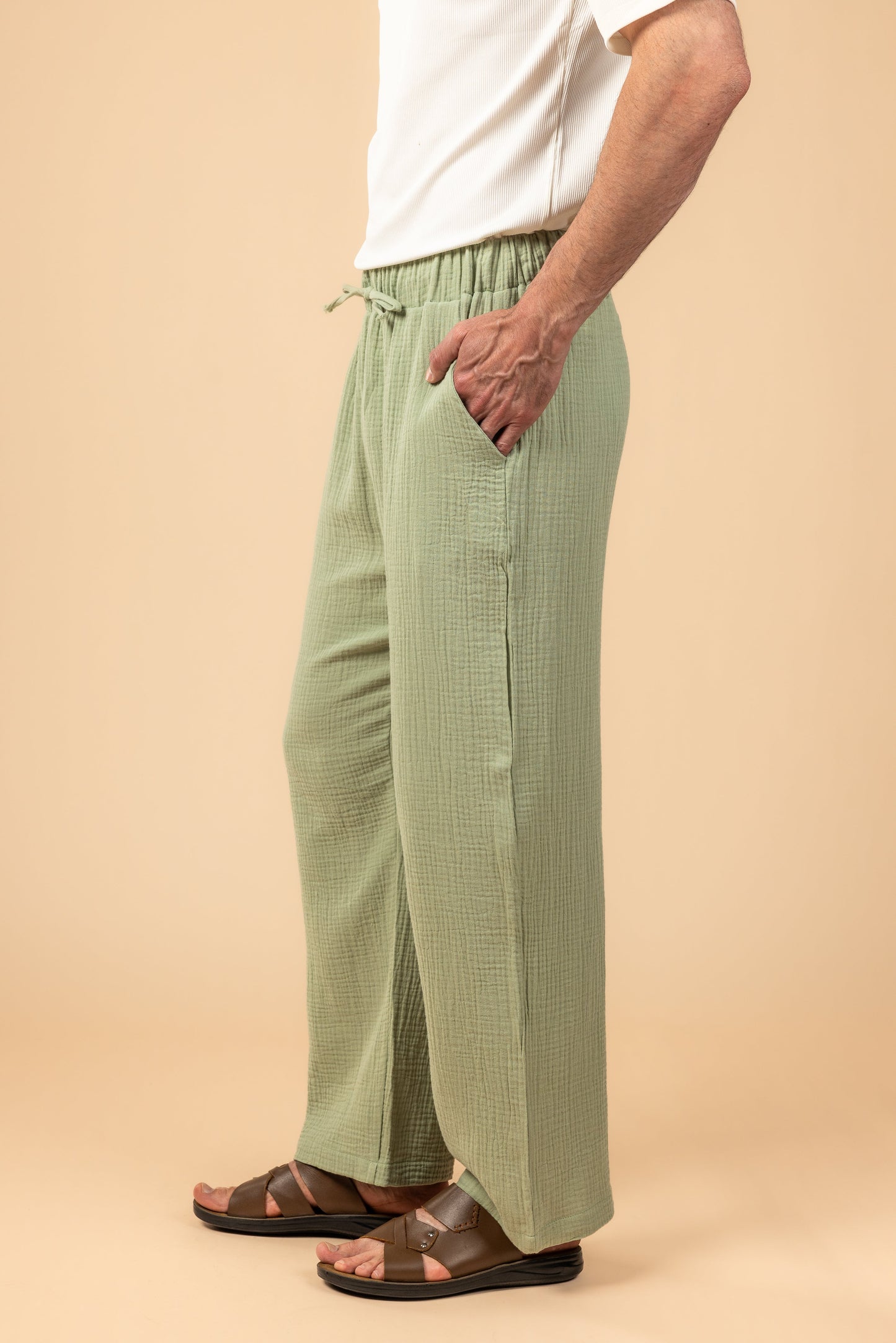 Wide Leg Baby Cotton Pants - Mint Green
