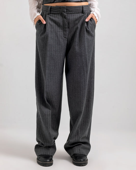 Loose Grey Striped Trousers