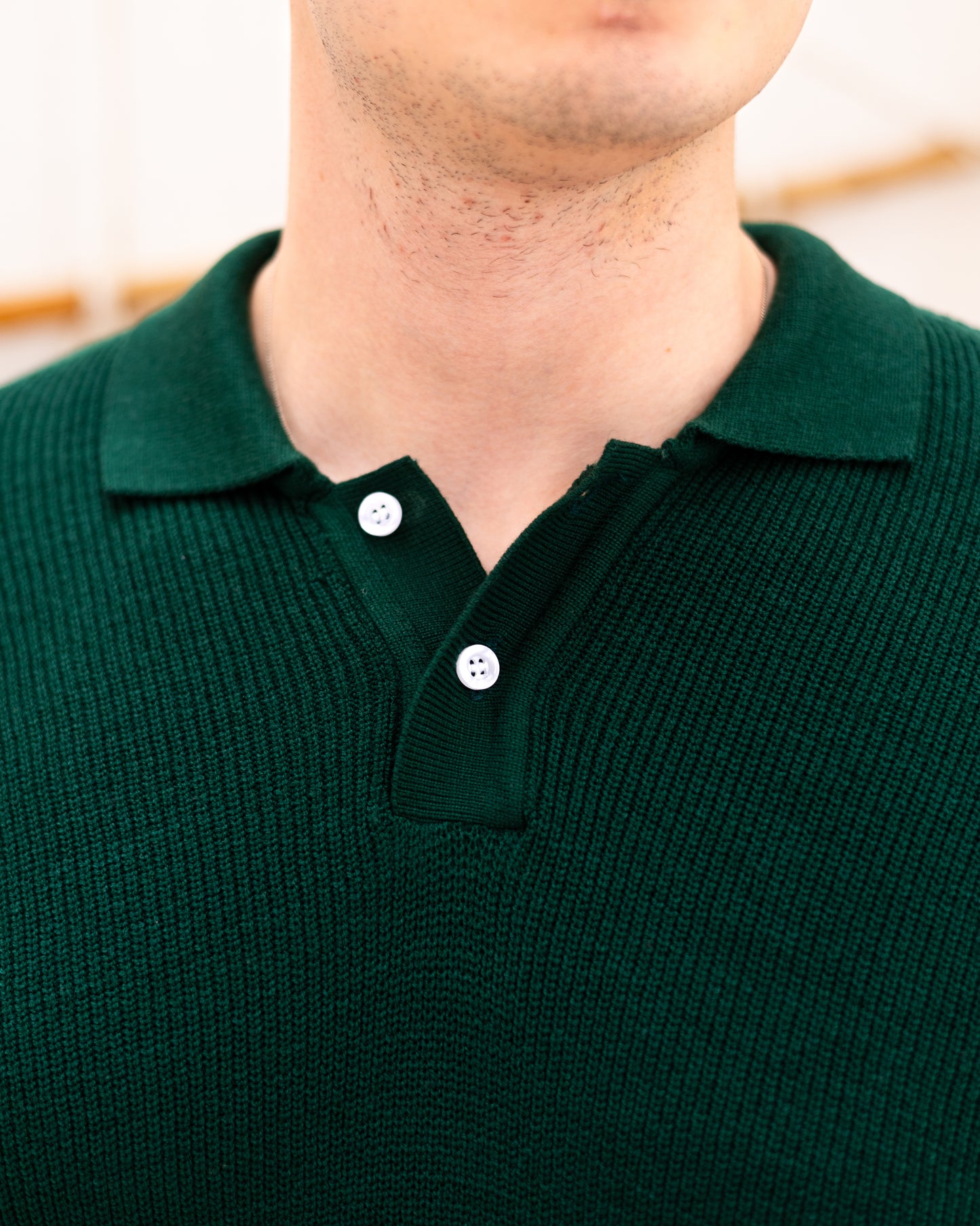 Knitted Polo T-Shirt - Emerald Green