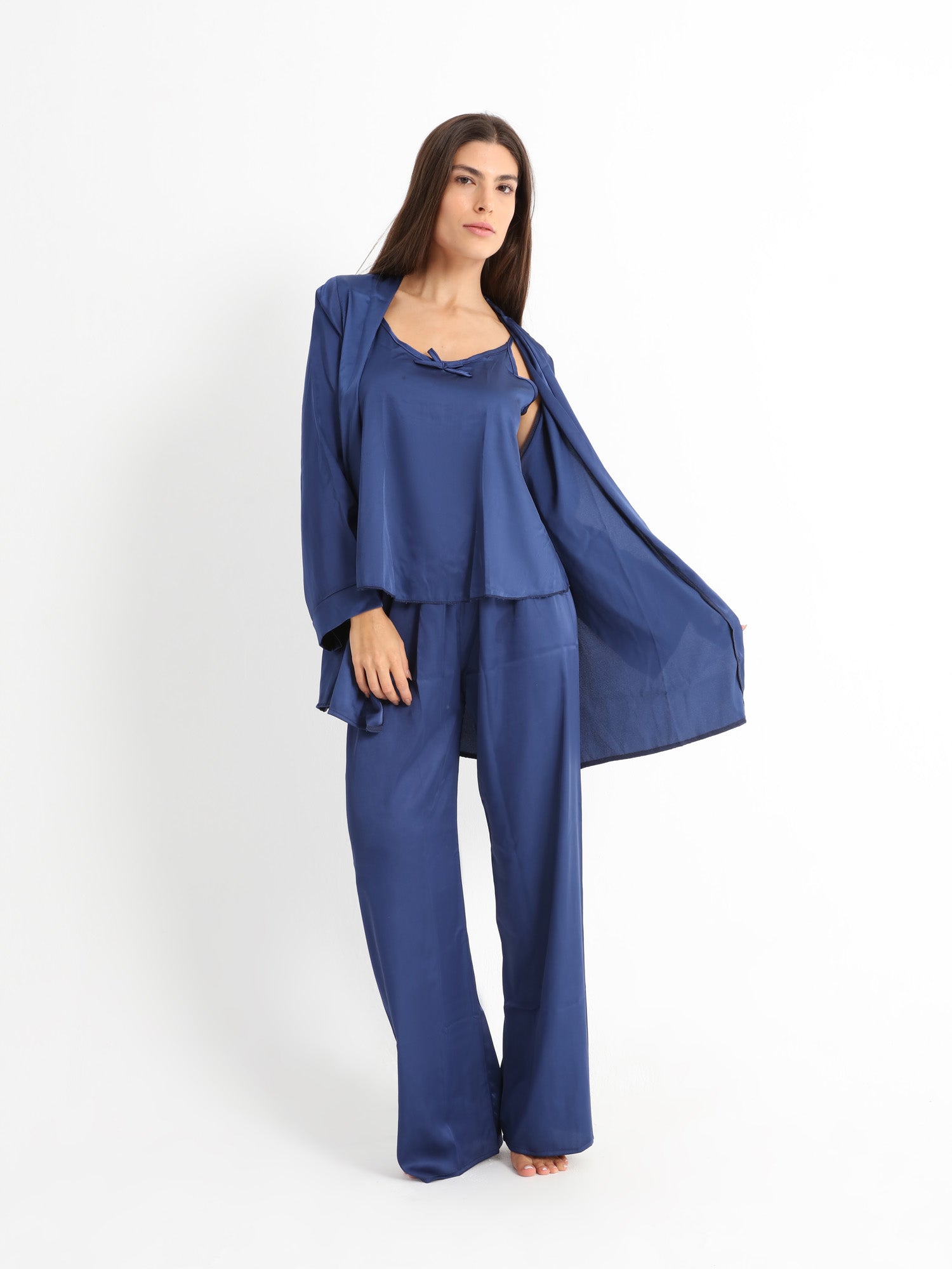 Royal Satin Pajama Set  -Blue