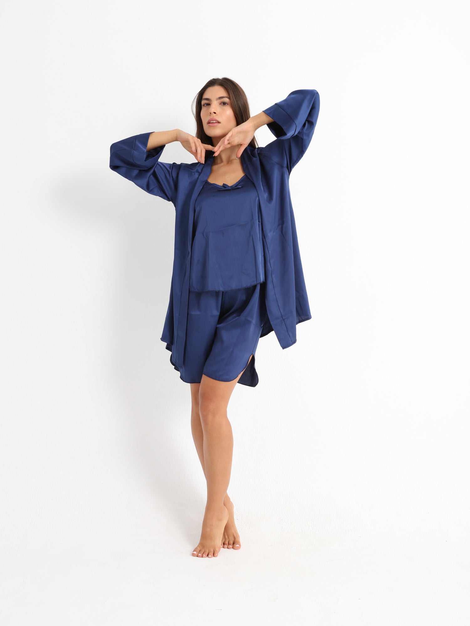 Royal Blue Pajama Satin Set Blue