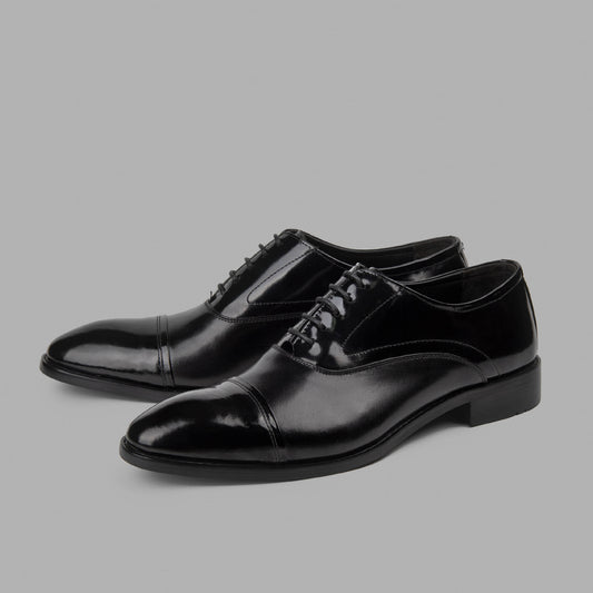 Brio Genuine Leather Derby Cap Toe Shoes