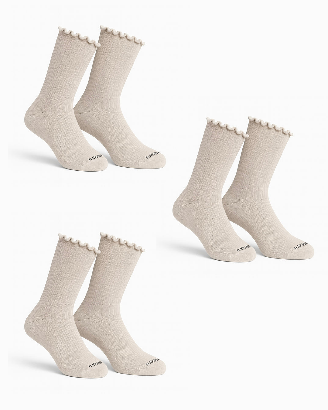 Set 3 Of Creamy Ripple Socks